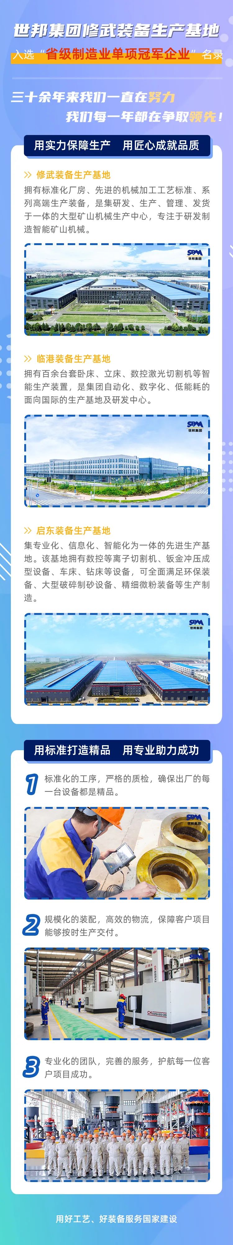 世邦集團修武裝備生產基地入選“省級制造業(yè)單項冠軍企業(yè)”名錄